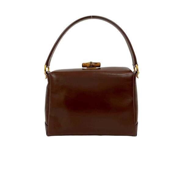 GUCCI Authentic Brown Leather Bamboo Shoulder Bag - Picture 3 of 10